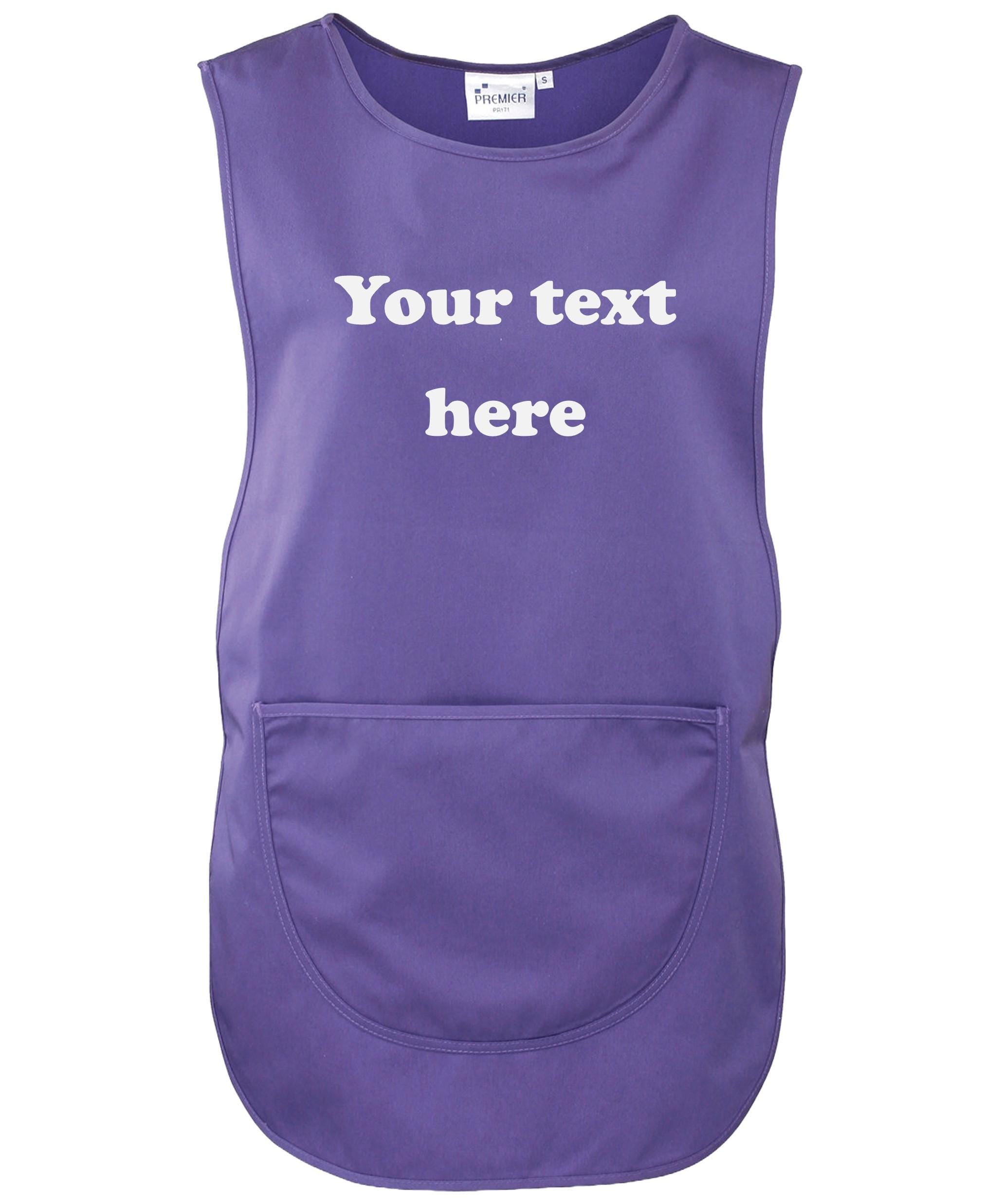 Ladies Personalised Text Tabard Apron Custom Design Cleaner Uniform