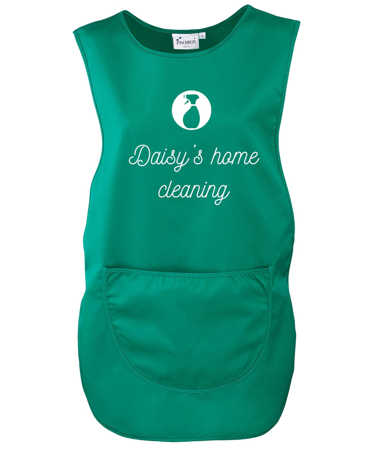 Ladies Personalised Text Cleaner Uniform Tabard Apron Custom Design Cleaning Services