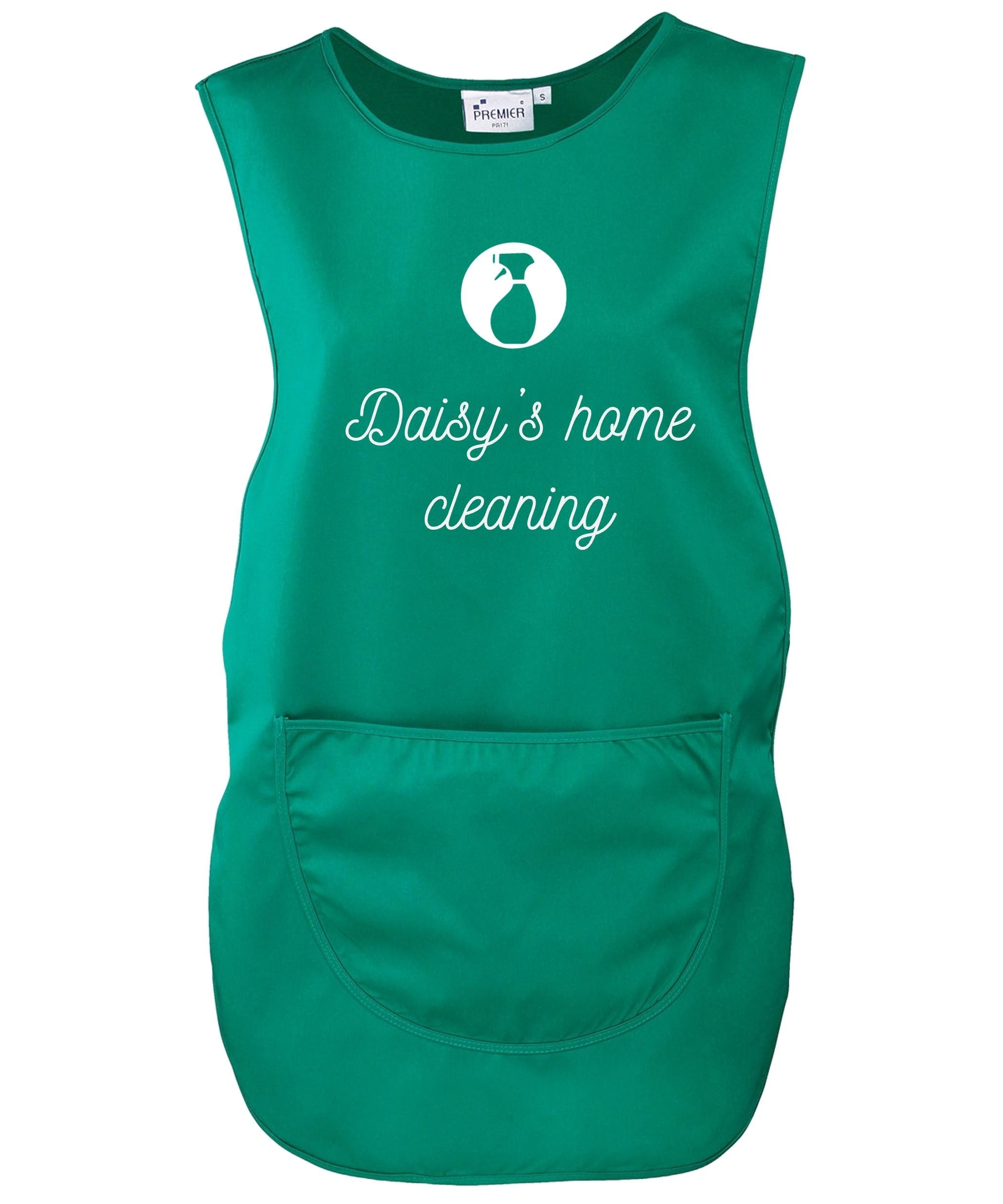 Ladies Personalised Text Cleaner Uniform Tabard Apron Custom Design Cleaning Services