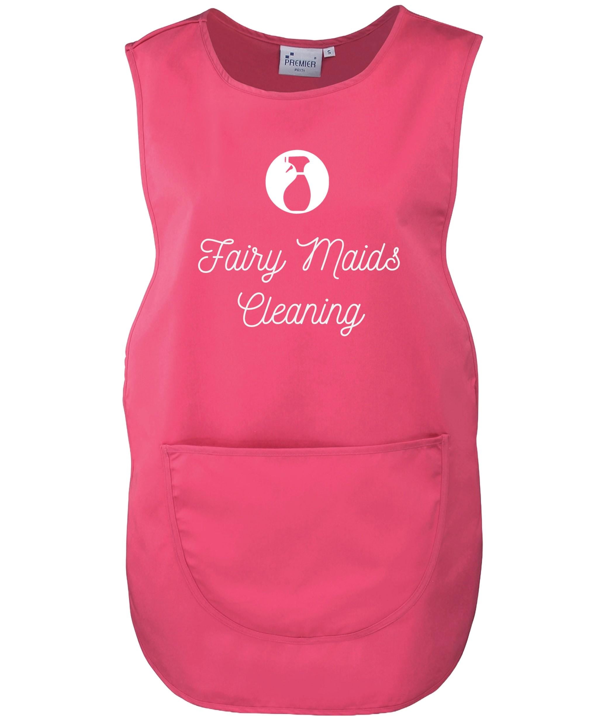 Ladies Personalised Text Cleaner Uniform Tabard Apron Custom Design Cleaning Services