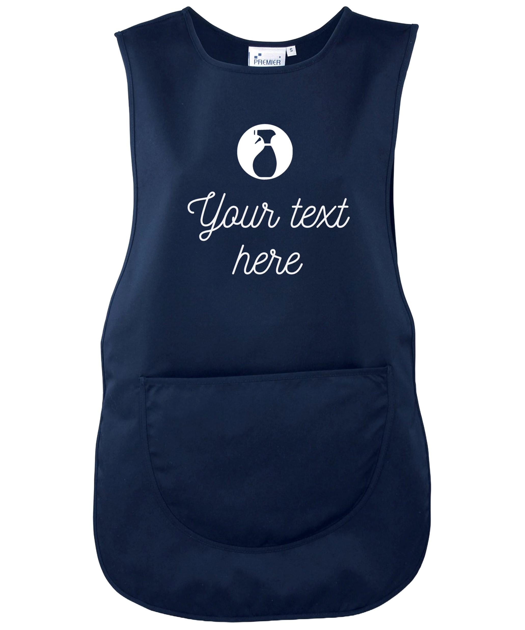 Ladies Personalised Text Cleaner Uniform Tabard Apron Custom Design Cleaning Services