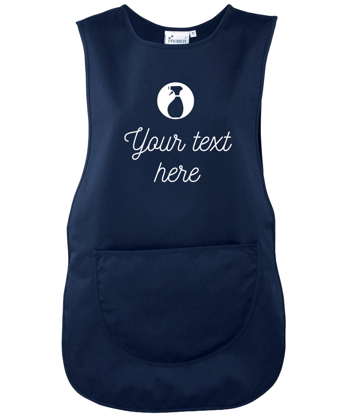 Ladies Personalised Text Cleaner Uniform Tabard Apron Custom Design Cleaning Services