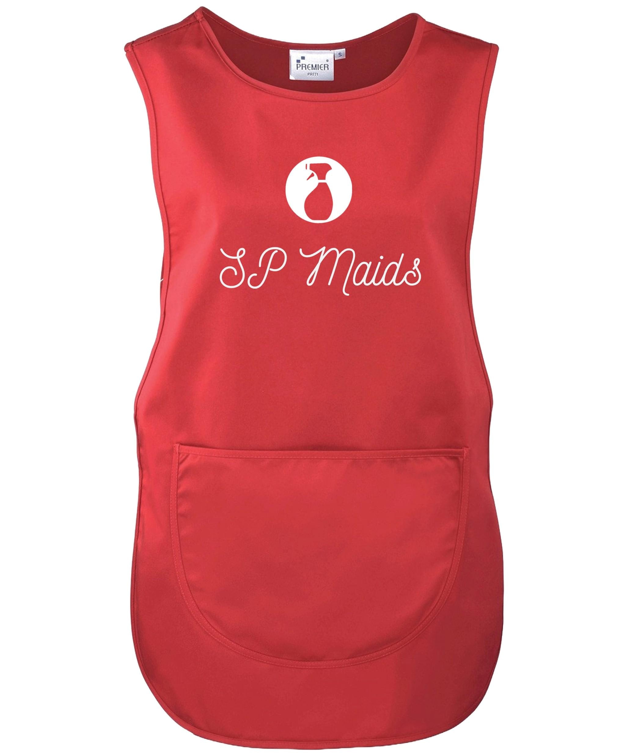 Ladies Personalised Text Cleaner Uniform Tabard Apron Custom Design Cleaning Services