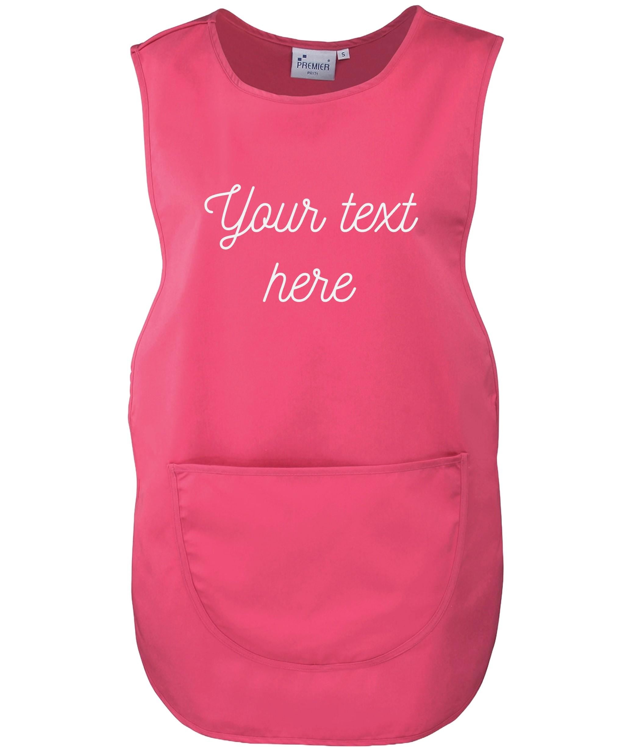 Ladies Personalised Text Tabard Apron Custom Cleaner Hairdresser Beautician Uniform