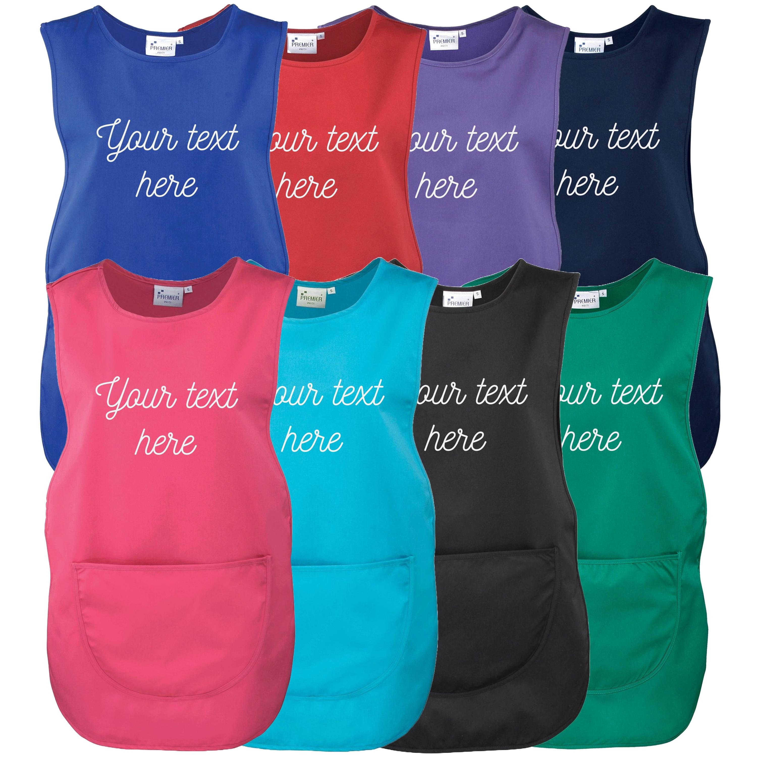 Ladies Personalised Text Tabard Apron Custom Cleaner Hairdresser Beautician Uniform