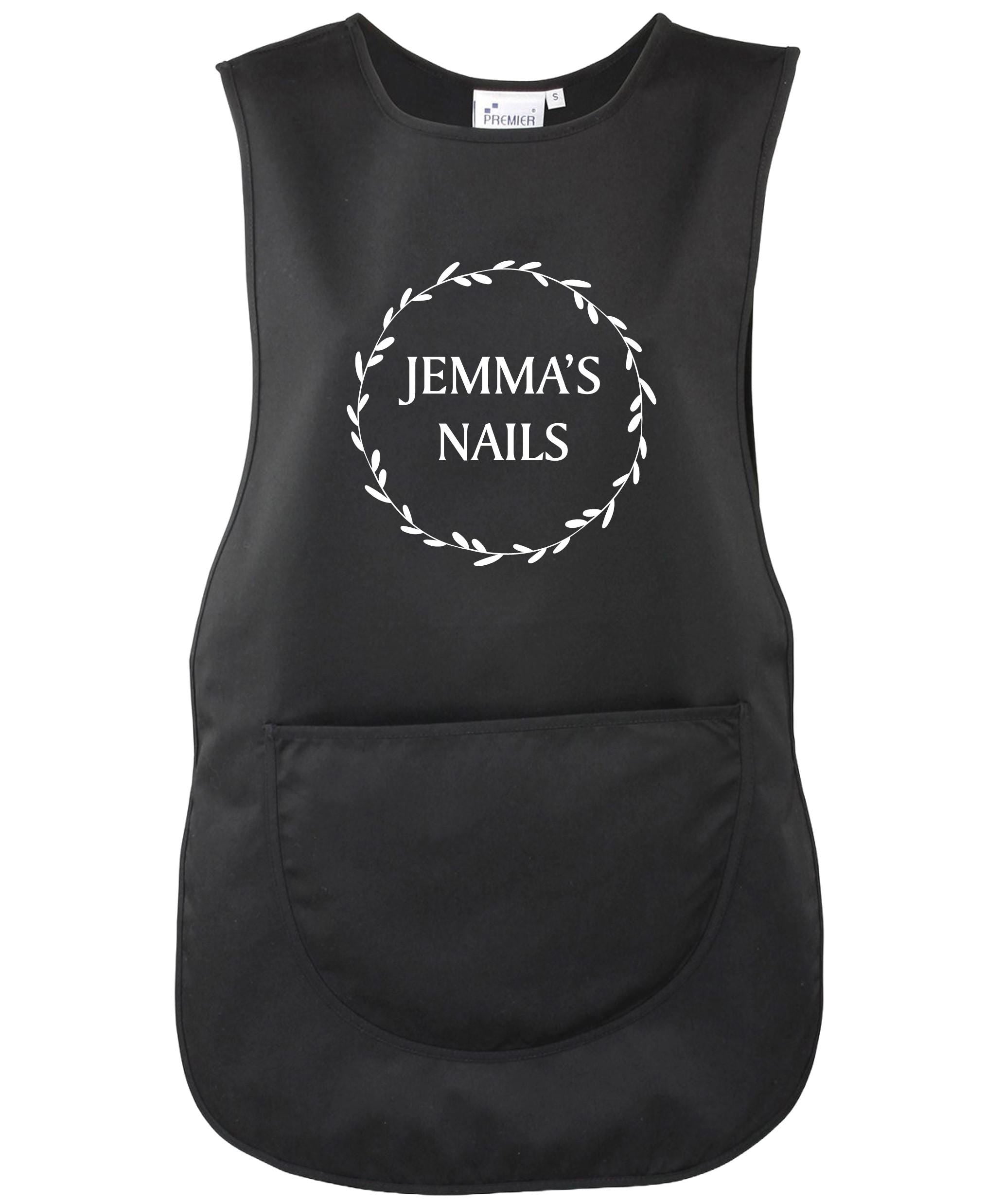 Ladies Personalised Text Tabard Apron Floral Wreath Custom Cleaner Hairdresser Beautician Uniform