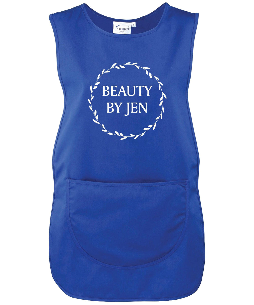 Ladies Personalised Text Tabard Apron Floral Wreath Custom Cleaner Hairdresser Beautician Uniform
