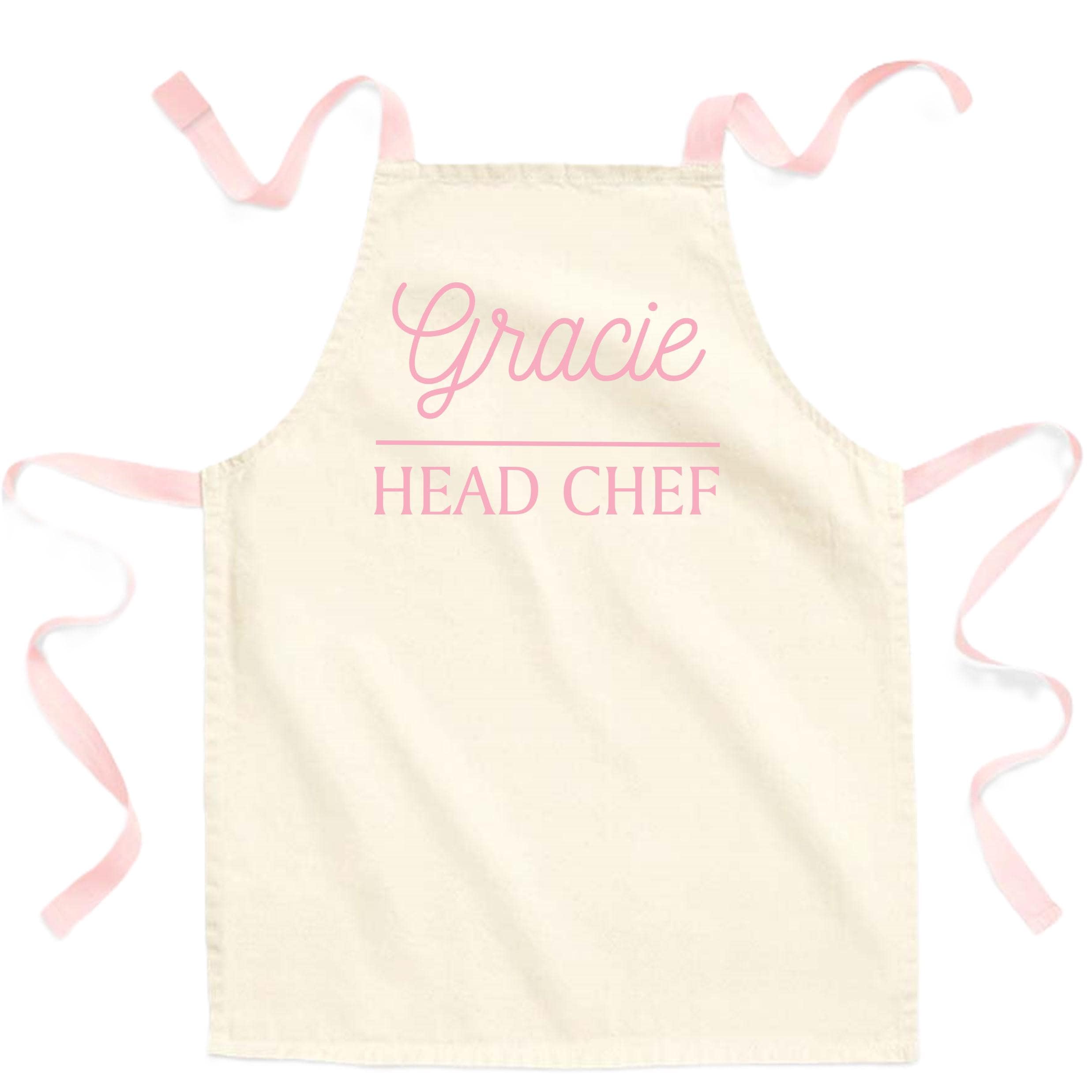 Childrens Personalised Name Pink & Navy Head Chef Fairtrade Cotton Kids Craft Apron Girls Boys