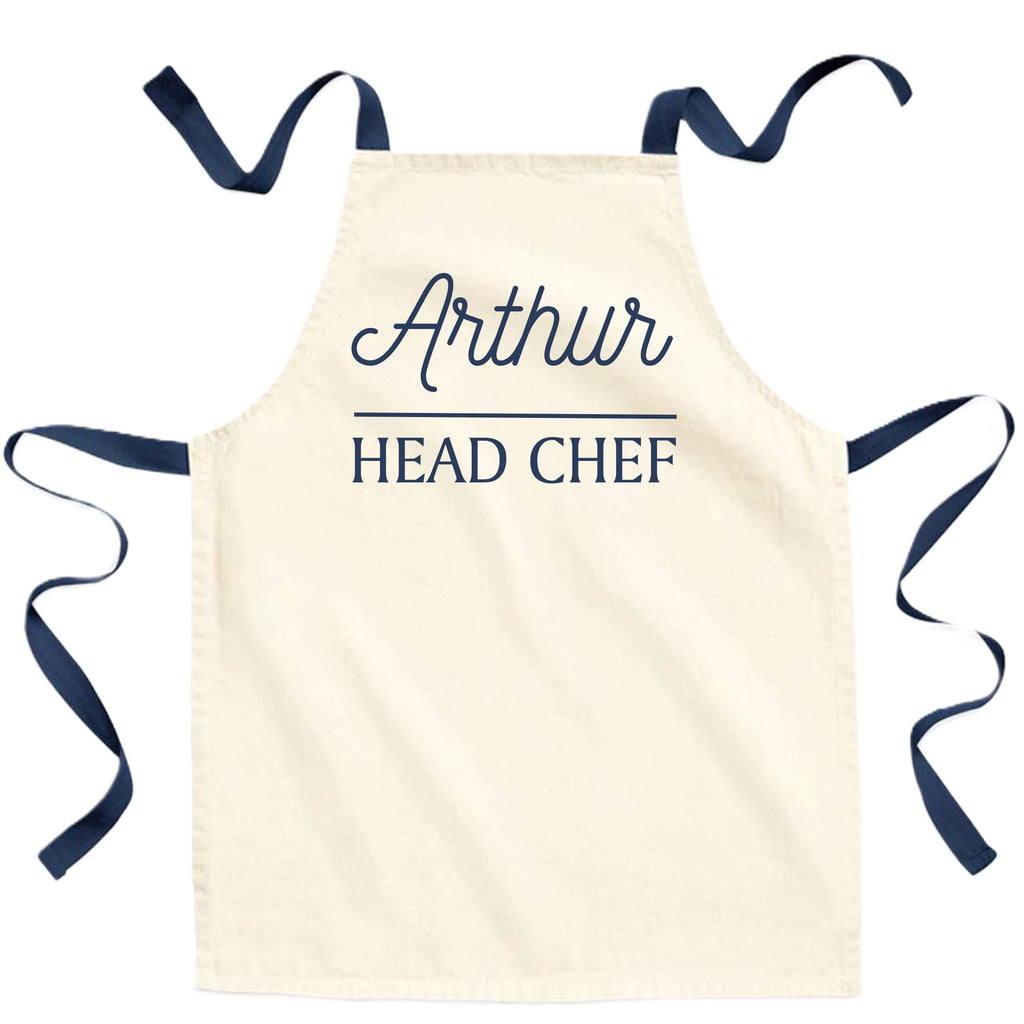 Childrens Personalised Name Pink & Navy Head Chef Fairtrade Cotton Kids Craft Apron Girls Boys
