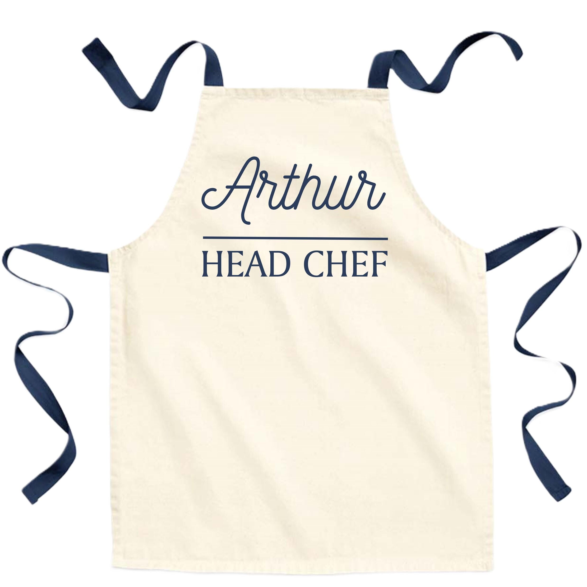 Childrens Personalised Name Pink & Navy Head Chef Fairtrade Cotton Kids Craft Apron Girls Boys