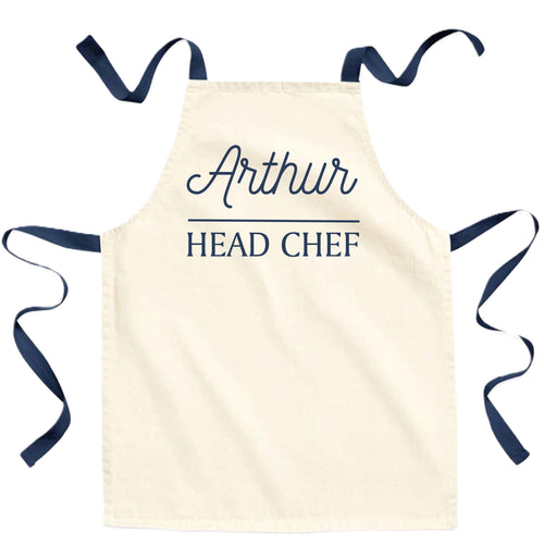 Childrens Personalised Name Pink & Navy Head Chef Fairtrade Cotton Kids Craft Apron Girls Boys