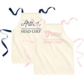 Childrens Personalised Name Pink & Navy Head Chef Fairtrade Cotton Kids Craft Apron Girls Boys