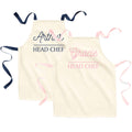 Childrens Personalised Name Pink & Navy Head Chef Fairtrade Cotton Kids Craft Apron Girls Boys