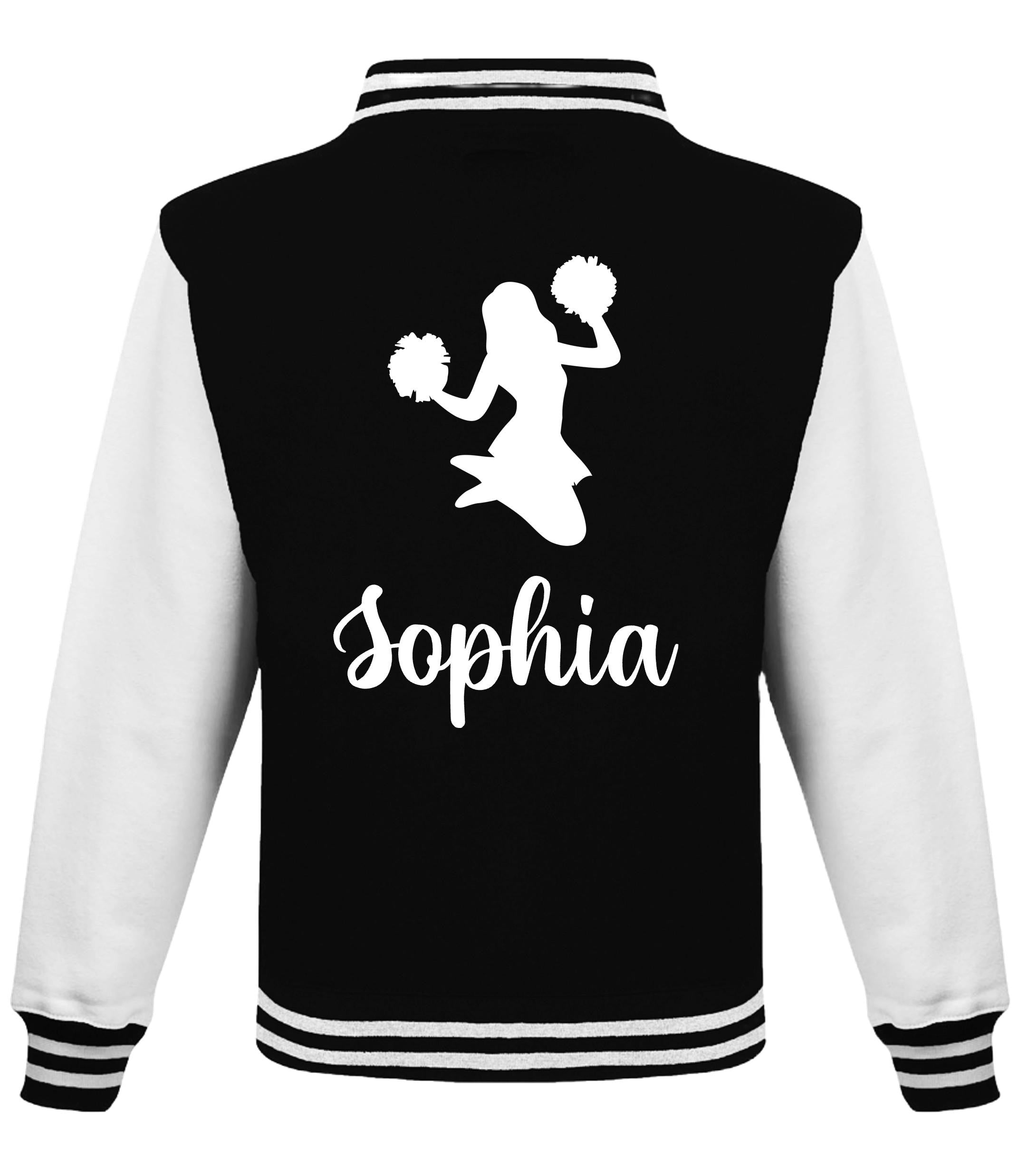 Kids Personalised Name Cheerleader Varsity Jacket Girls Custom Dance Squad Club