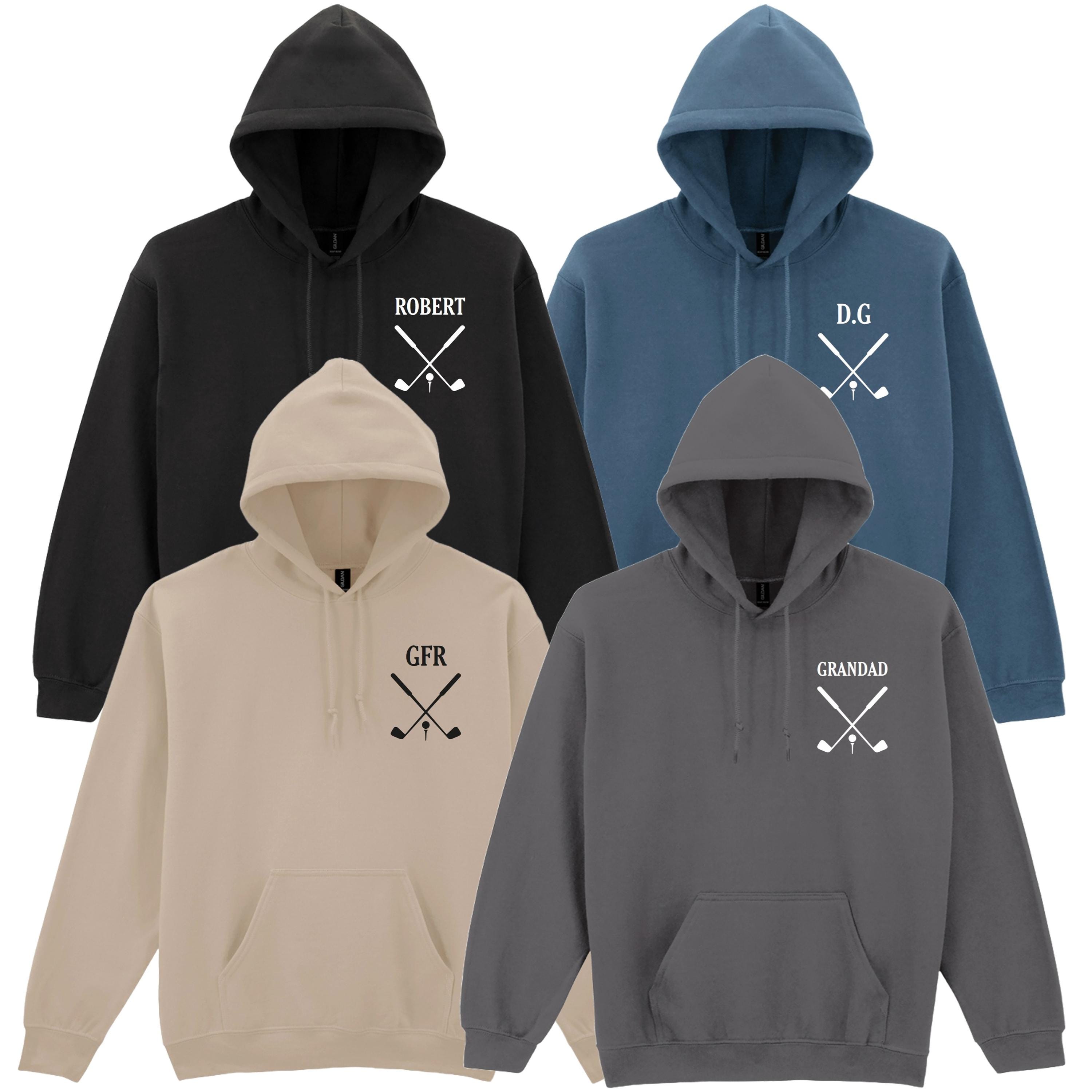 Personalised Golf Name Initials Hoodie Father's Day Jumper Dad Grandad Gift