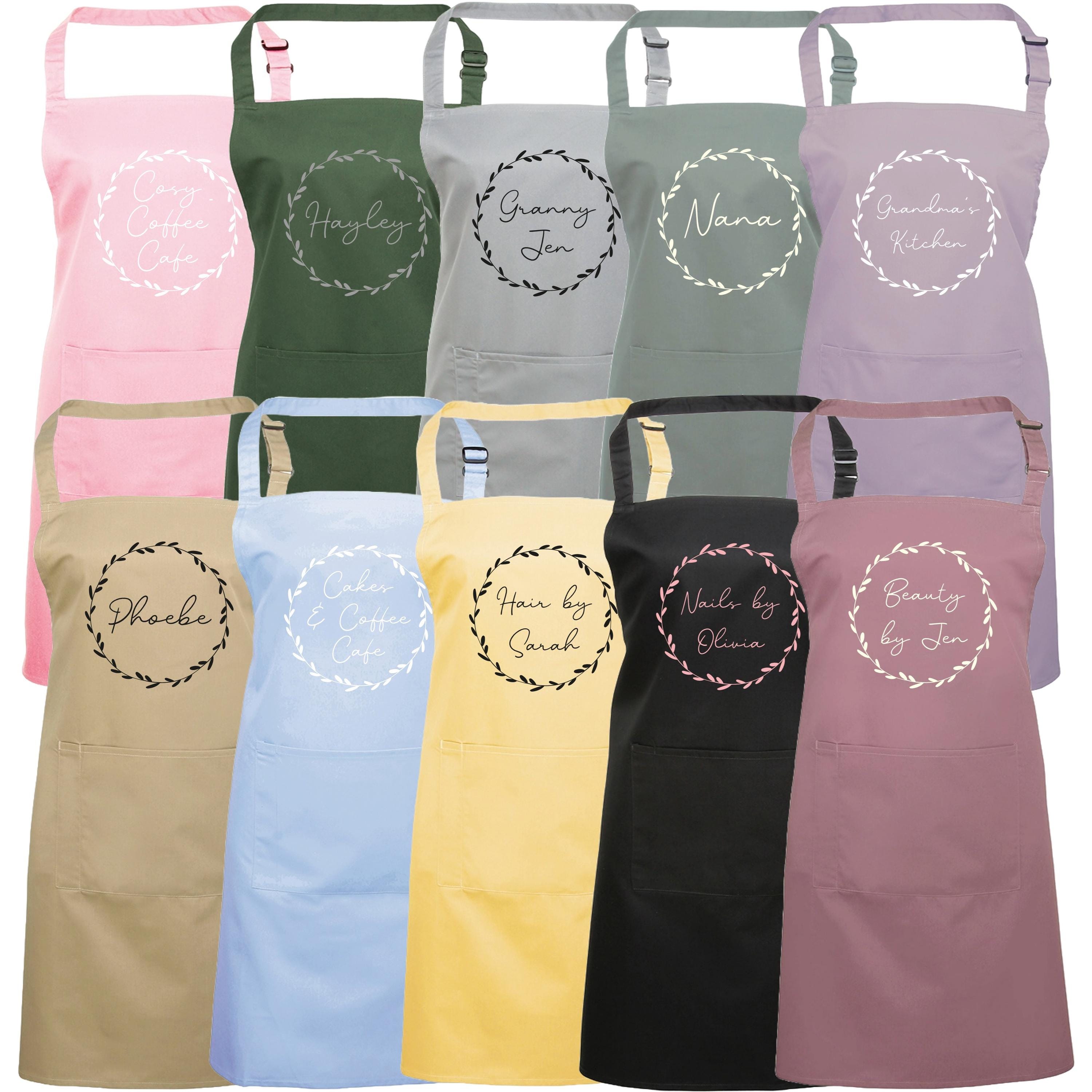 Personalised Floral Wreath Apron Custom Name Text Print Design