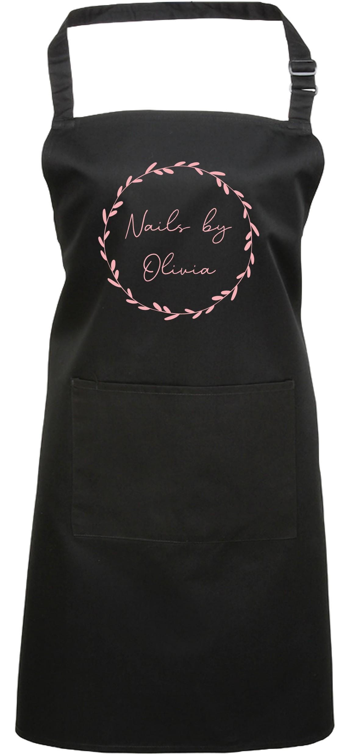 Personalised Floral Wreath Apron Custom Name Text Print Design