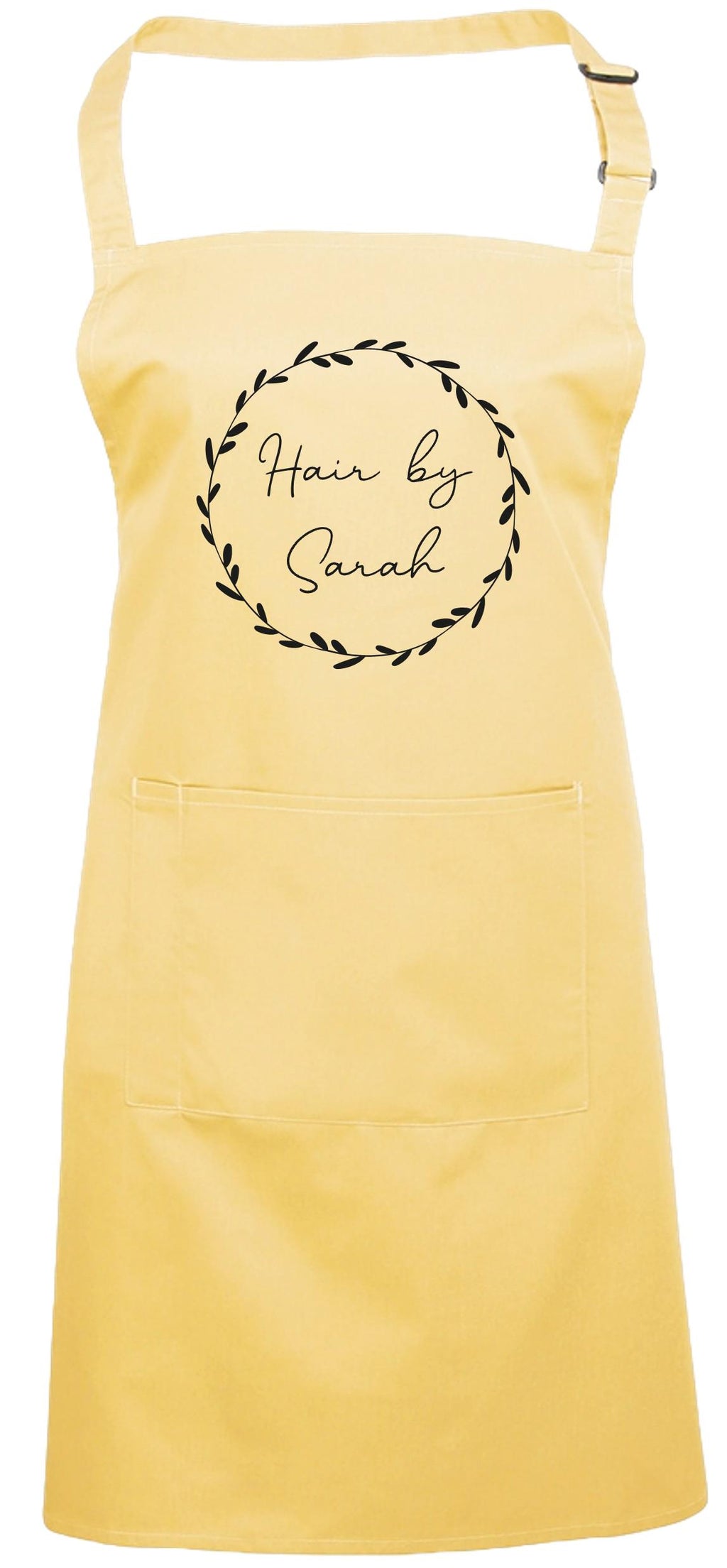 Personalised Floral Wreath Apron Custom Name Text Print Design