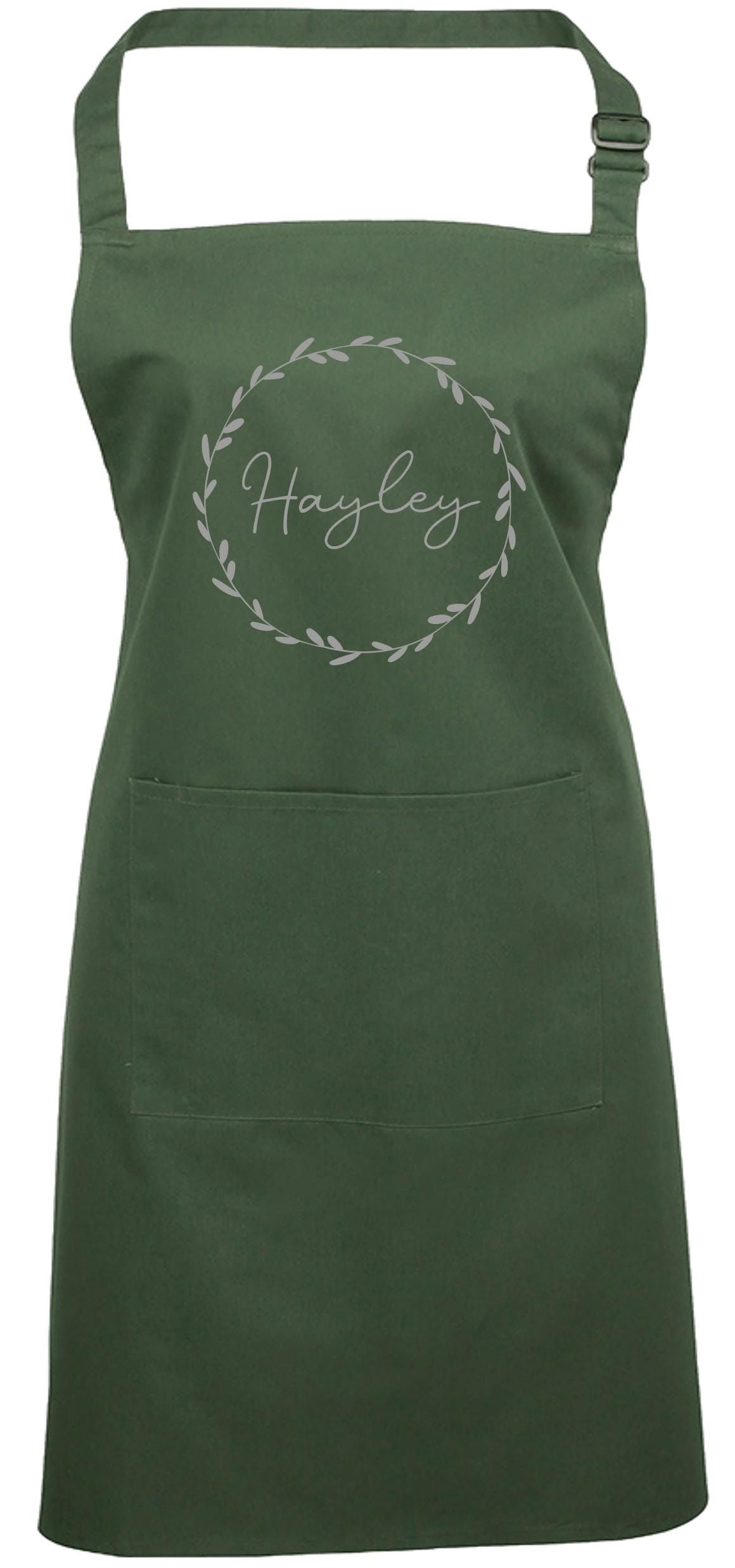 Personalised Floral Wreath Apron Custom Name Text Print Design