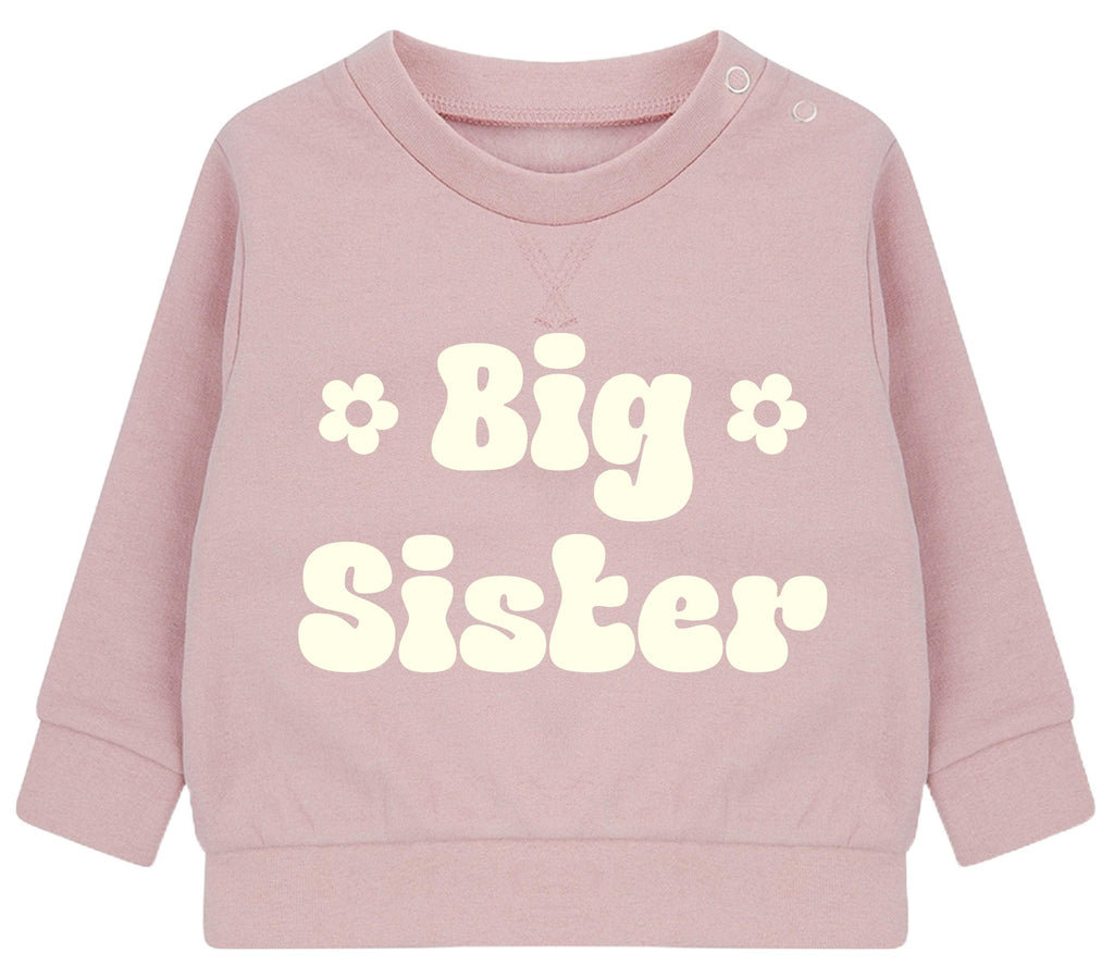 Big and Little Sister Girls Sustainable Sweatshirts Baby and Toddler Matching Retro New Siblings