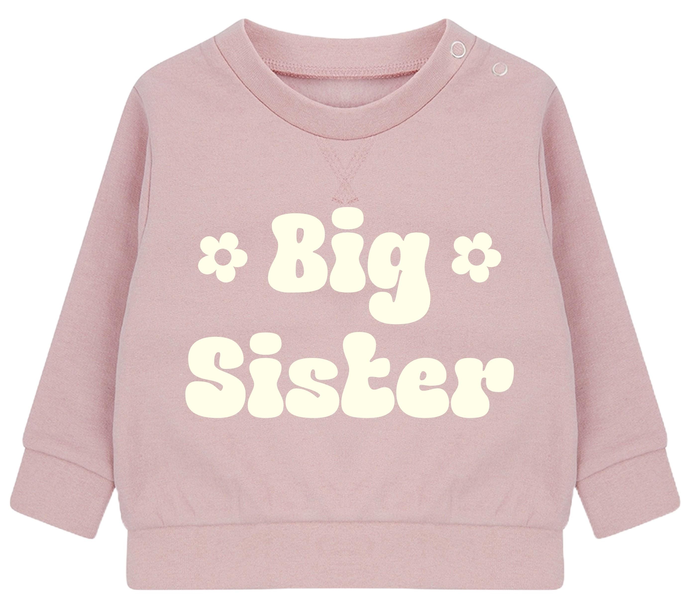 Big and Little Sister Girls Sustainable Sweatshirts Baby and Toddler Matching Retro New Siblings