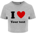 Personalised I Love Ladies Cropped Printed T-Shirt Custom Heart Your Text Cute Y2K Baby Tee
