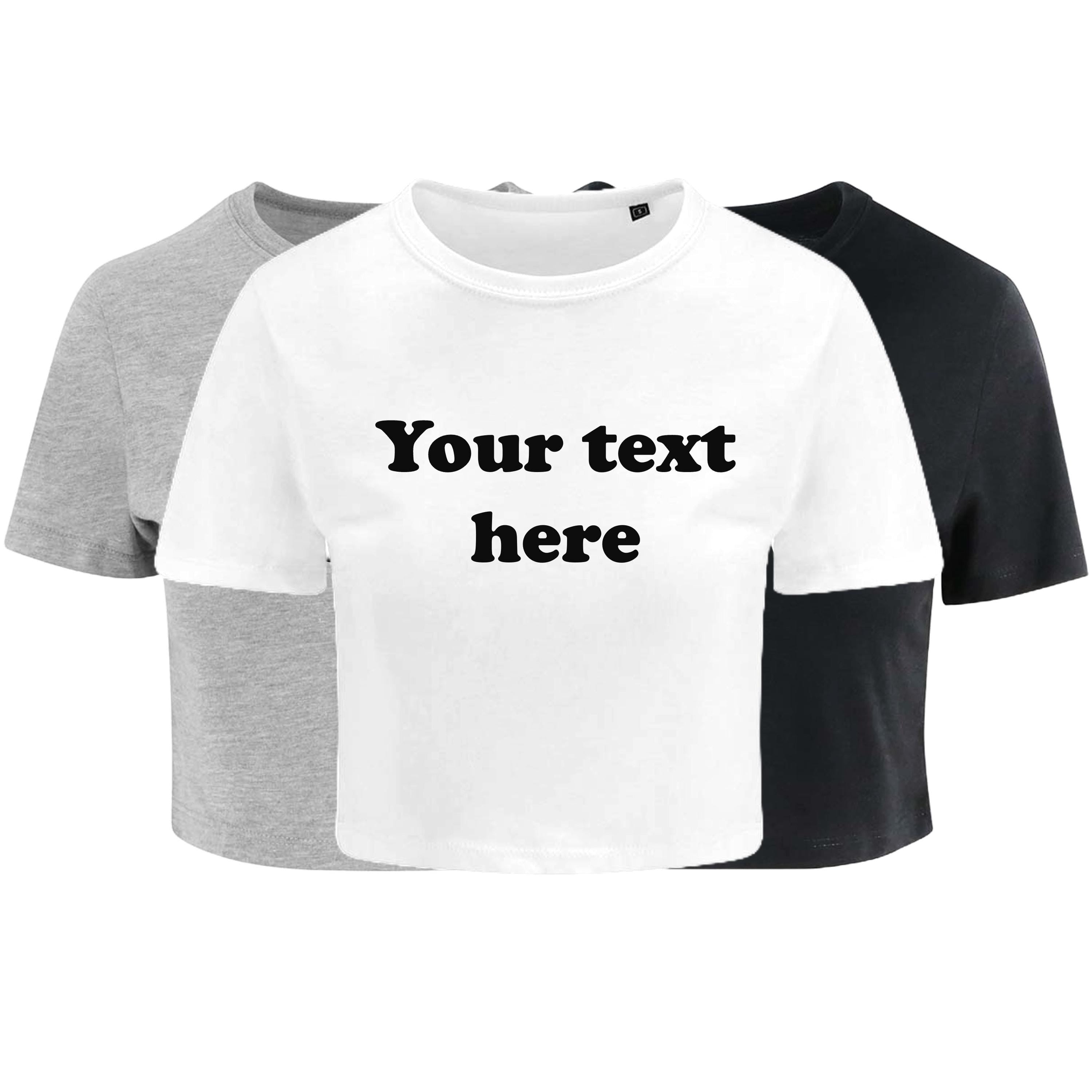 Personalised Ladies Cropped Printed T-Shirt Retro Custom Design Your Text Cute Y2K Baby Tee