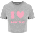 Personalised I Love Ladies Cropped Printed T-Shirt Custom Pink Heart Your Text Cute Y2K Baby Tee