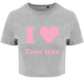 Personalised I Love Ladies Cropped Printed T-Shirt Custom Pink Heart Your Text Cute Y2K Baby Tee