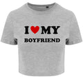 I Love My Boyfriend Ladies Cropped Printed T-Shirt Cute Y2K Baby Tee