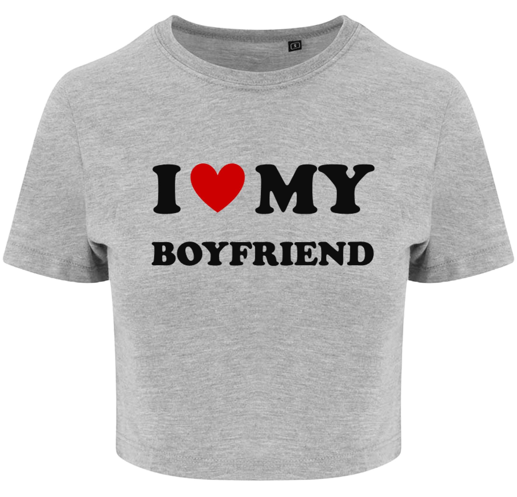 I Love My Boyfriend Ladies Cropped Printed T-Shirt Cute Y2K Baby Tee