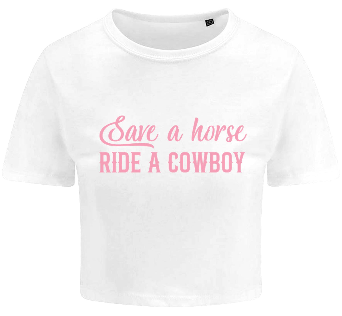 Save a Horse Ride A Cowboy Ladies Cropped Printed T-Shirt Cute Y2K Baby Tee