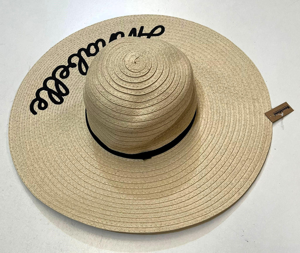 Ladies Personalised Name Wide Brimmed Beach Summer Sun Hat Custom Text