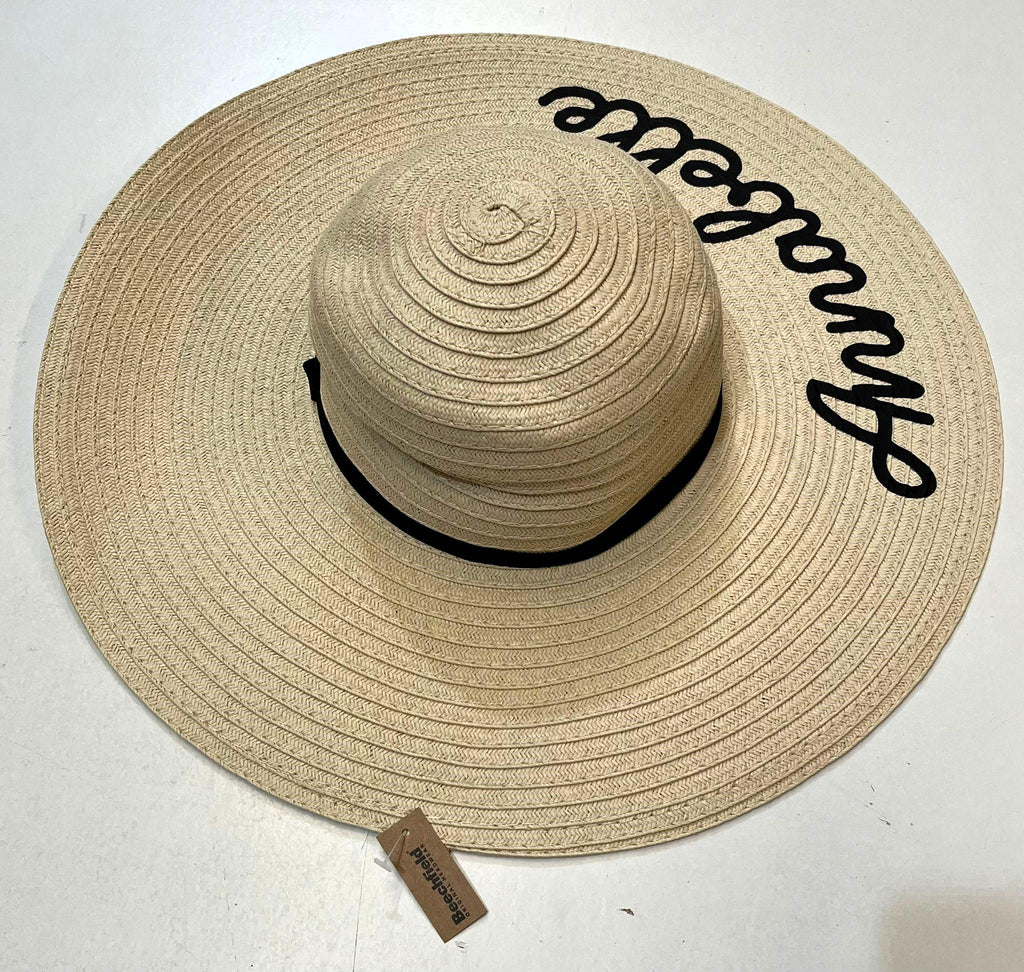 Ladies Personalised Name Wide Brimmed Beach Summer Sun Hat Custom Text