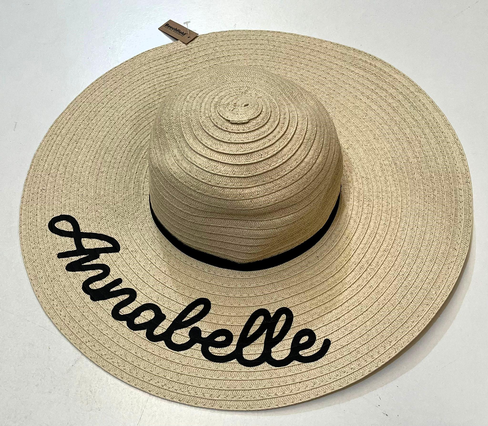 Ladies Personalised Name Wide Brimmed Beach Summer Sun Hat Custom Text