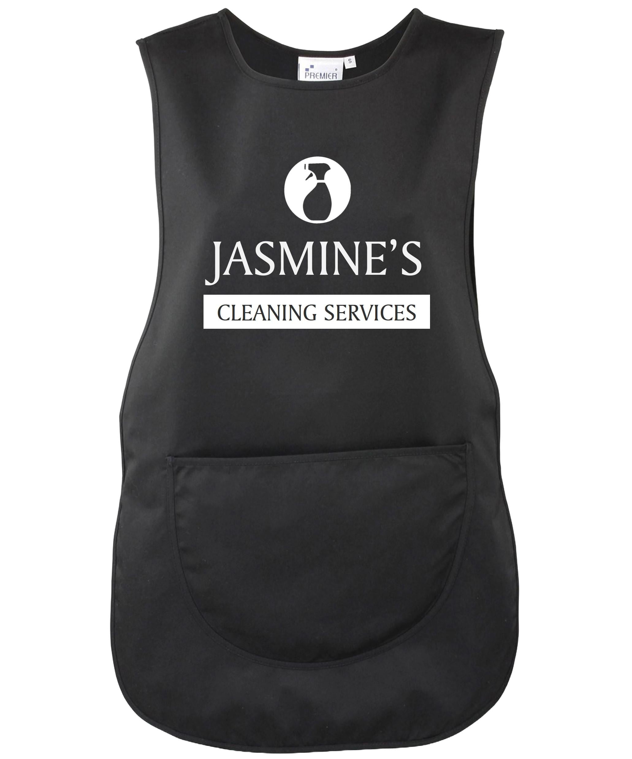 Ladies Personalised Text Cleaning Services Tabard Apron Custom Design Cleaner Uniform
