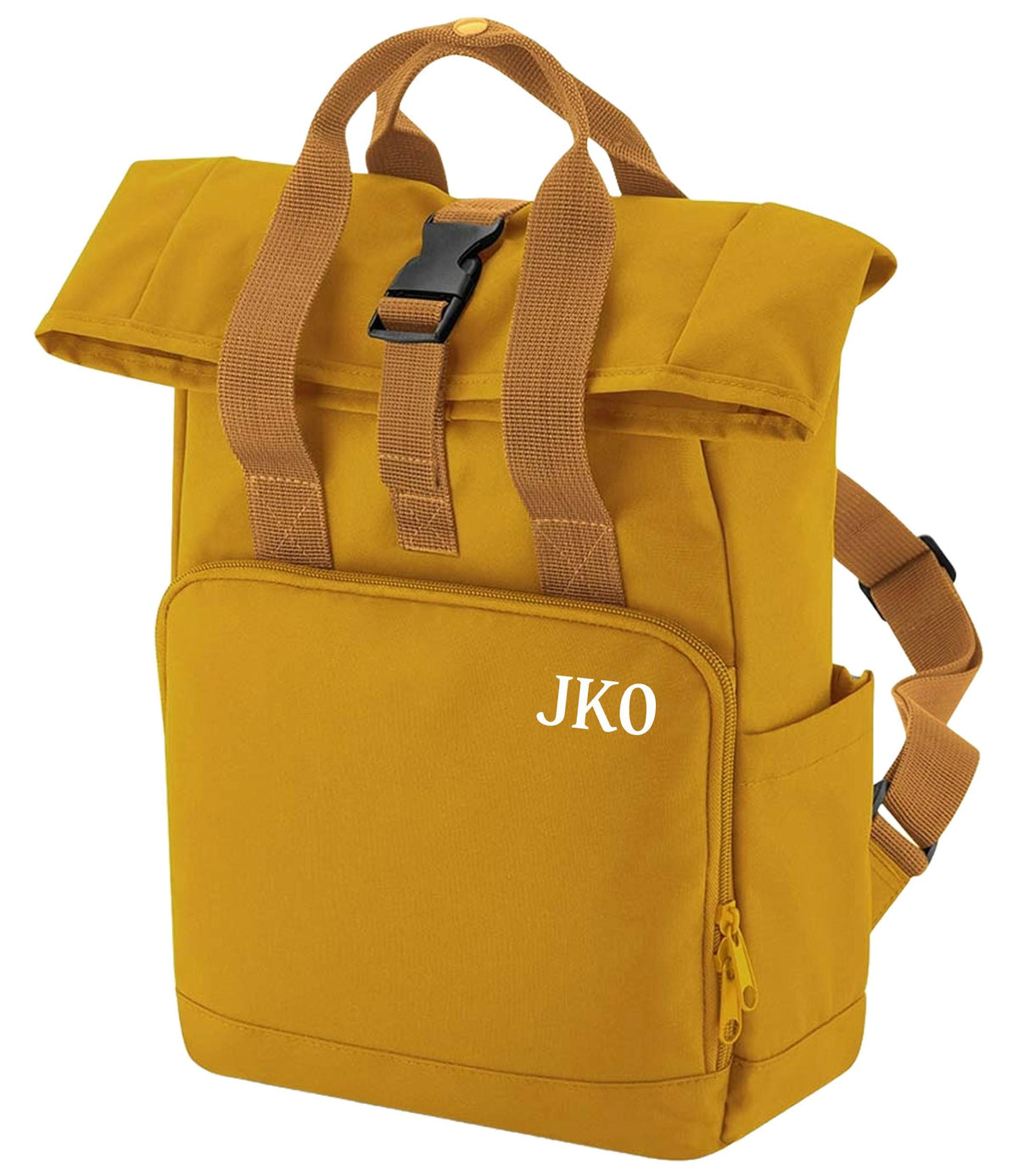 Personalised Initials Small Recycled Roll Top Backpack Custom School Rucksack Nursery Bag