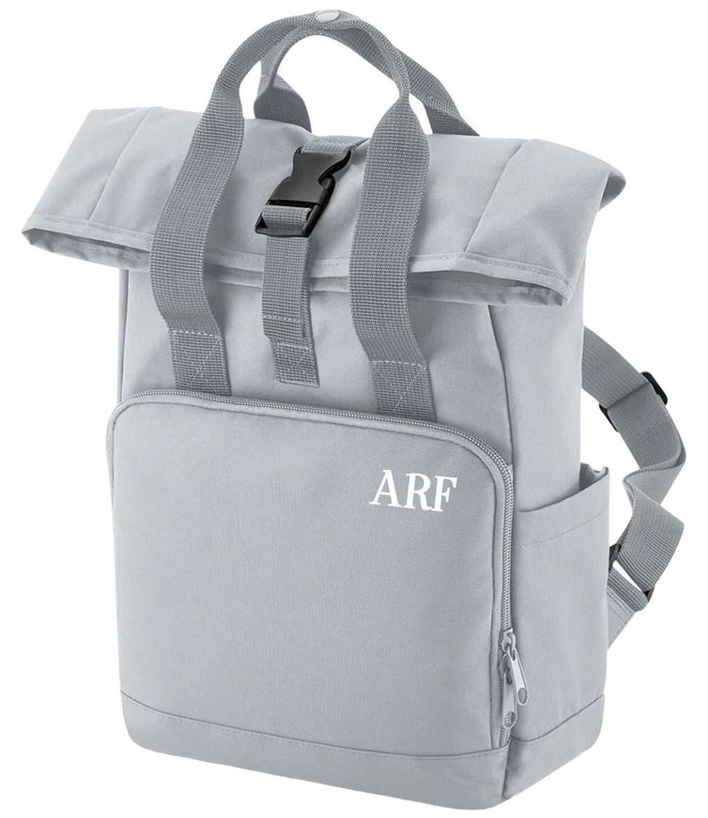 Personalised Initials Small Recycled Roll Top Backpack Custom School Rucksack Nursery Bag