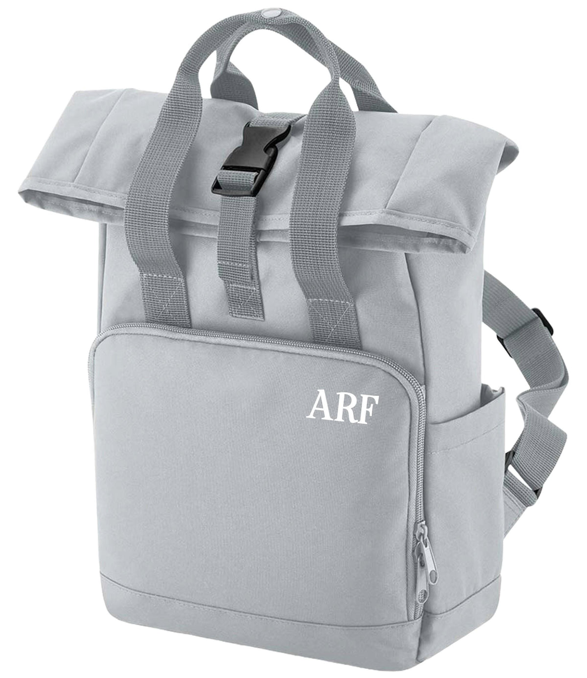 Personalised Initials Small Recycled Roll Top Backpack Custom School Rucksack Nursery Bag