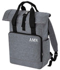 Personalised Initials Large Recycled Roll Top Laptop Backpack Custom School Rucksack College Bag