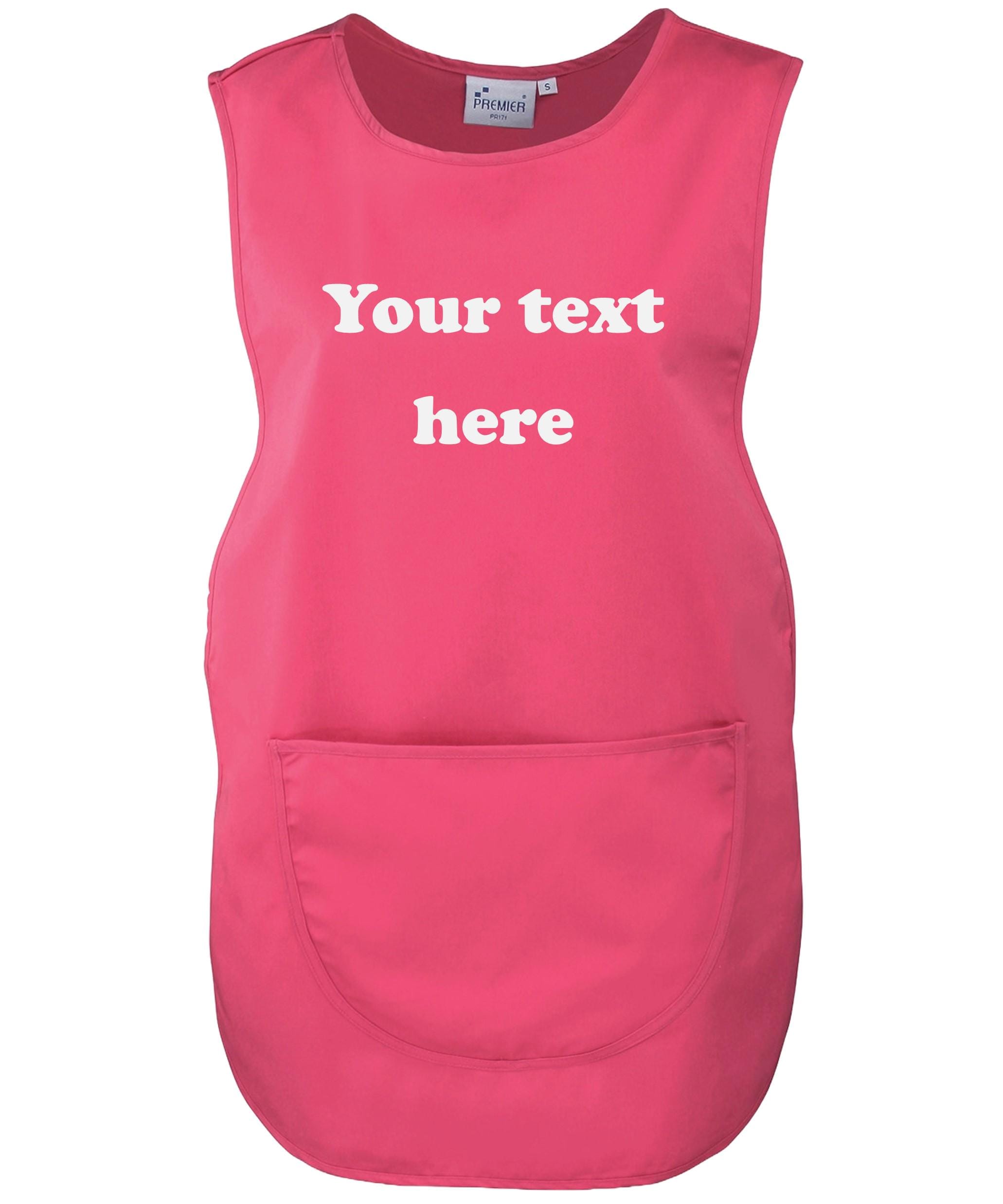 Ladies Personalised Text Tabard Apron Custom Design Cleaner Uniform