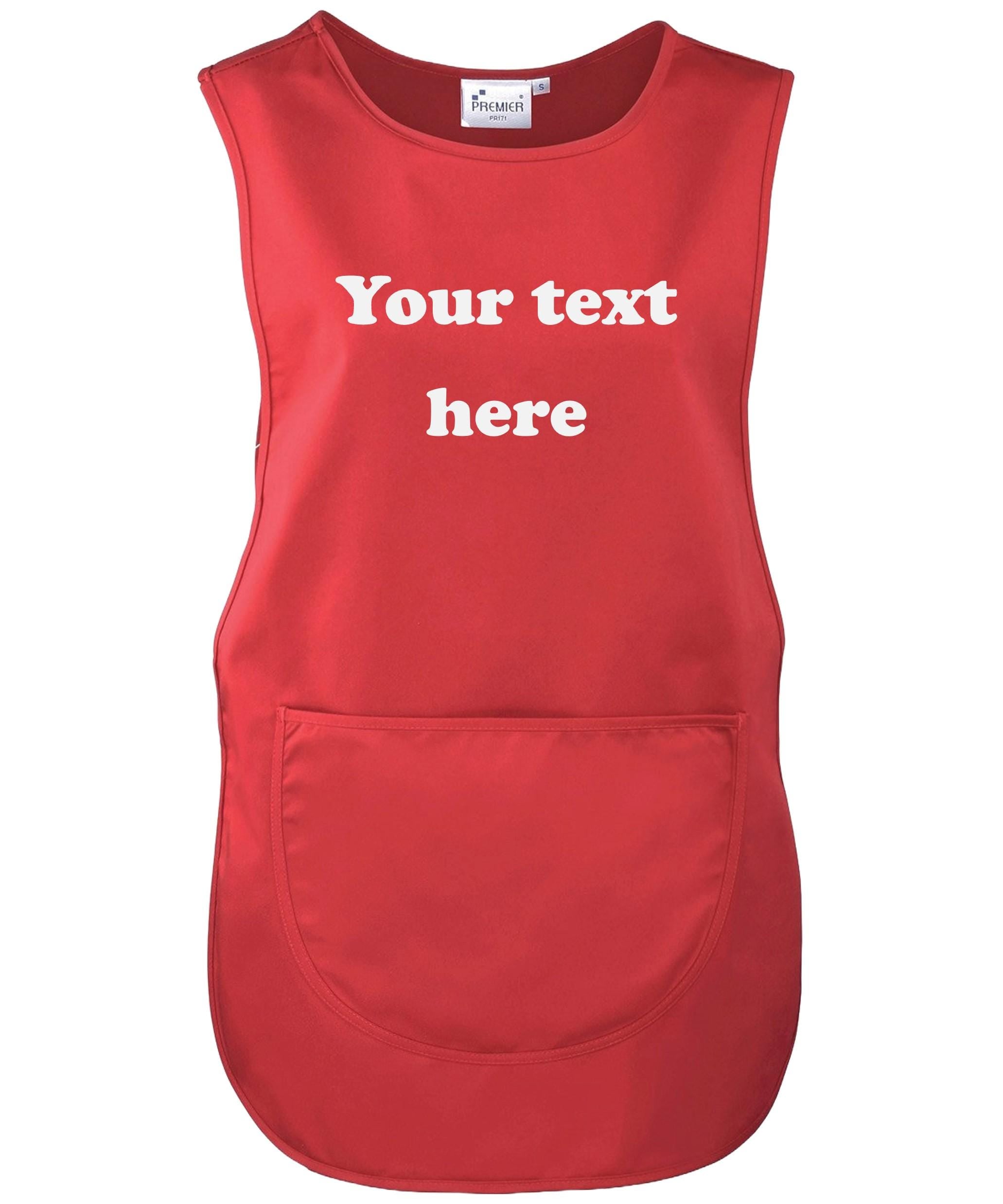 Ladies Personalised Text Tabard Apron Custom Design Cleaner Uniform