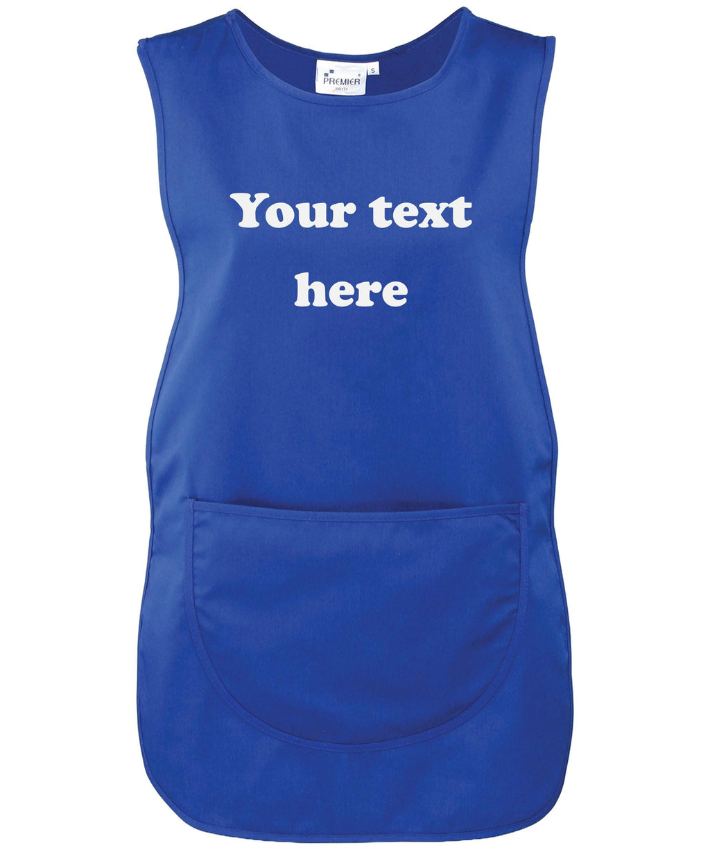 Ladies Personalised Text Tabard Apron Custom Design Cleaner Uniform