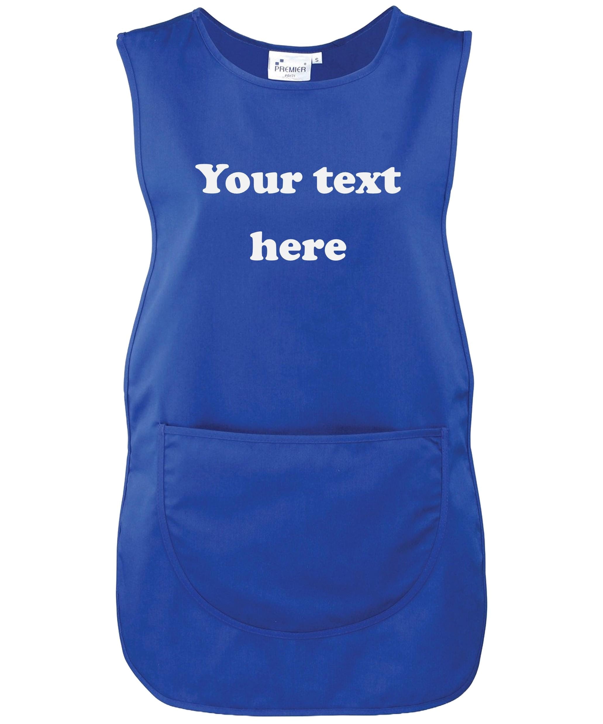 Ladies Personalised Text Tabard Apron Custom Design Cleaner Uniform