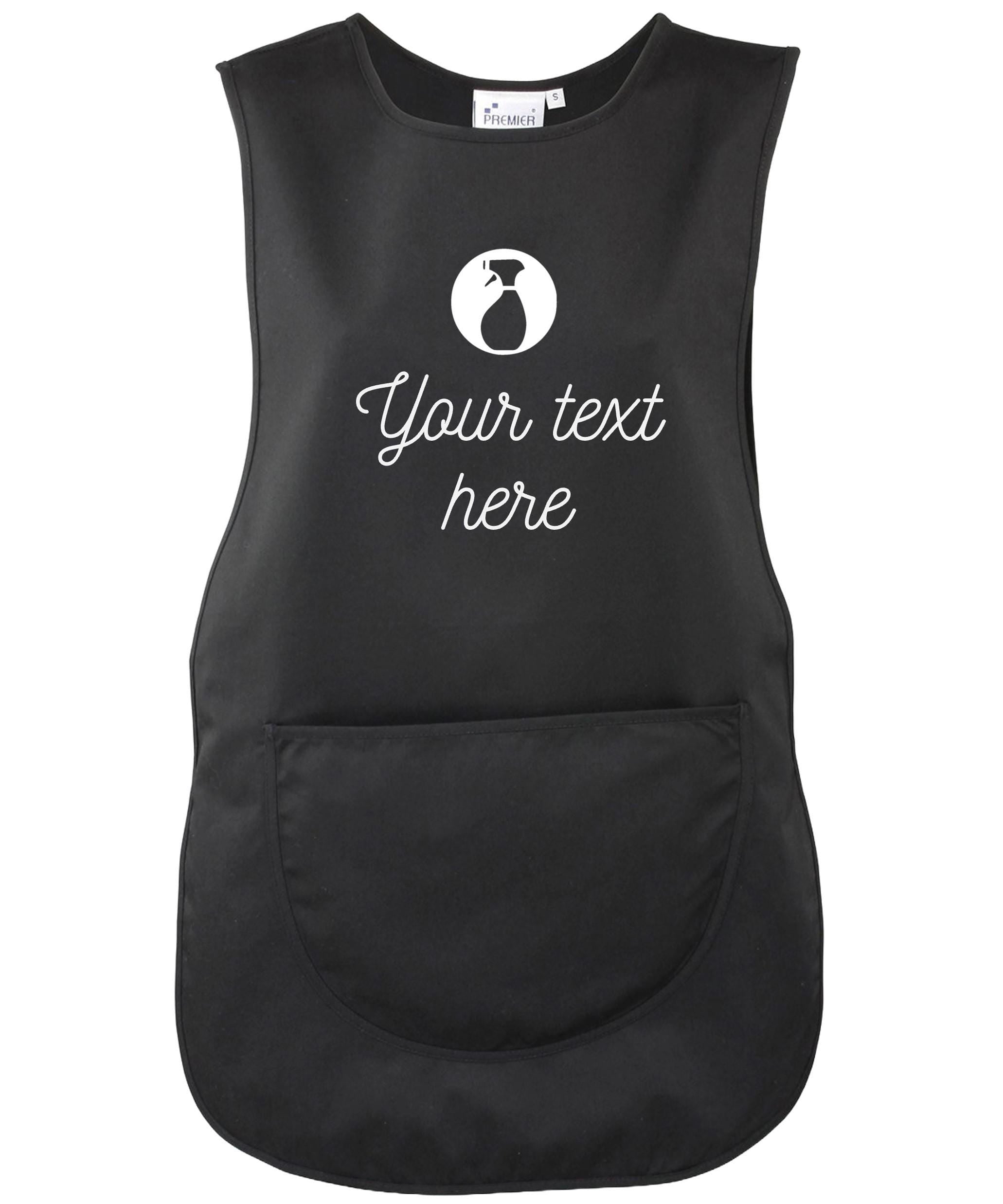 Ladies Personalised Text Cleaner Uniform Tabard Apron Custom Design Cleaning Services