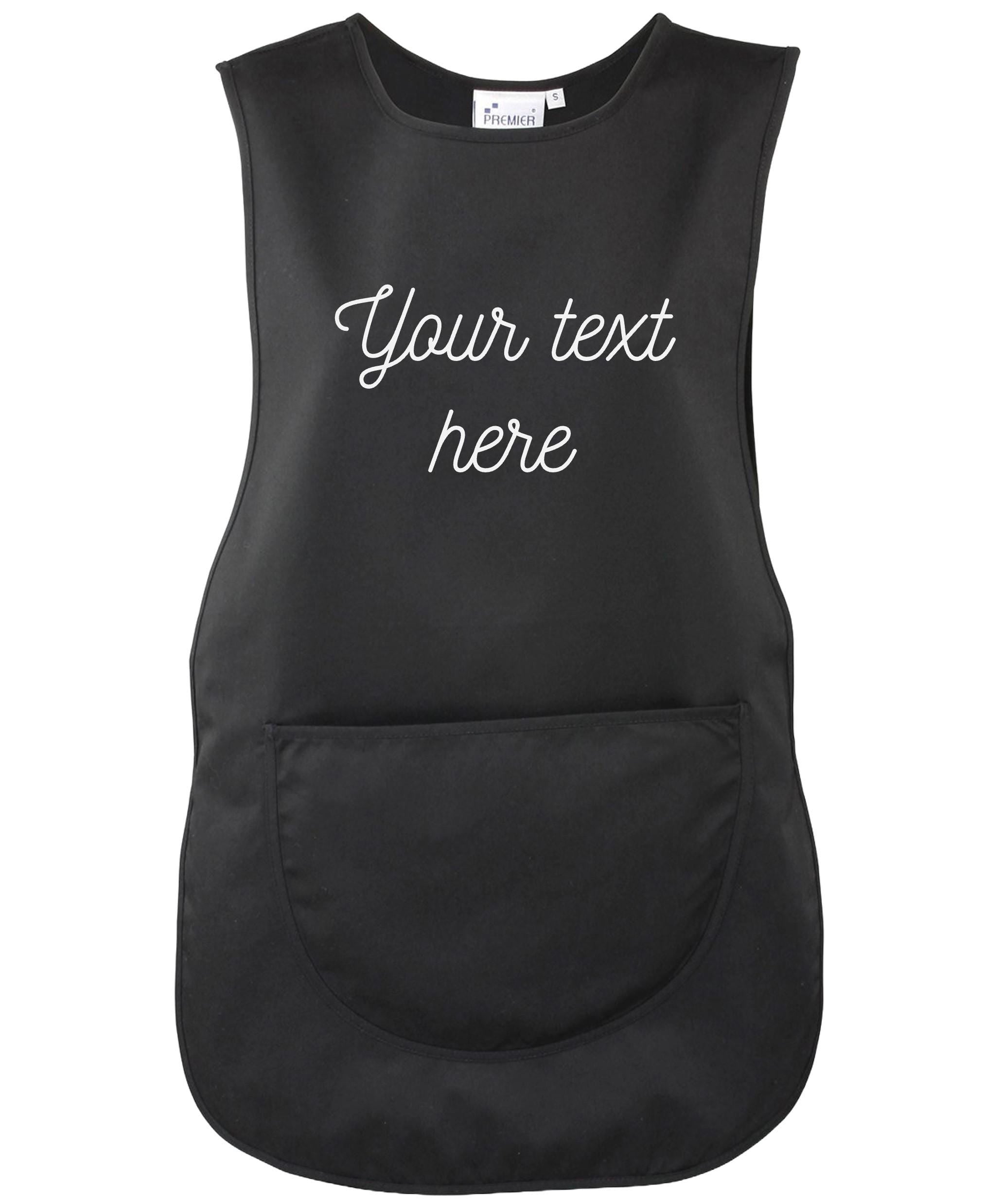 Ladies Personalised Text Tabard Apron Custom Cleaner Hairdresser Beautician Uniform