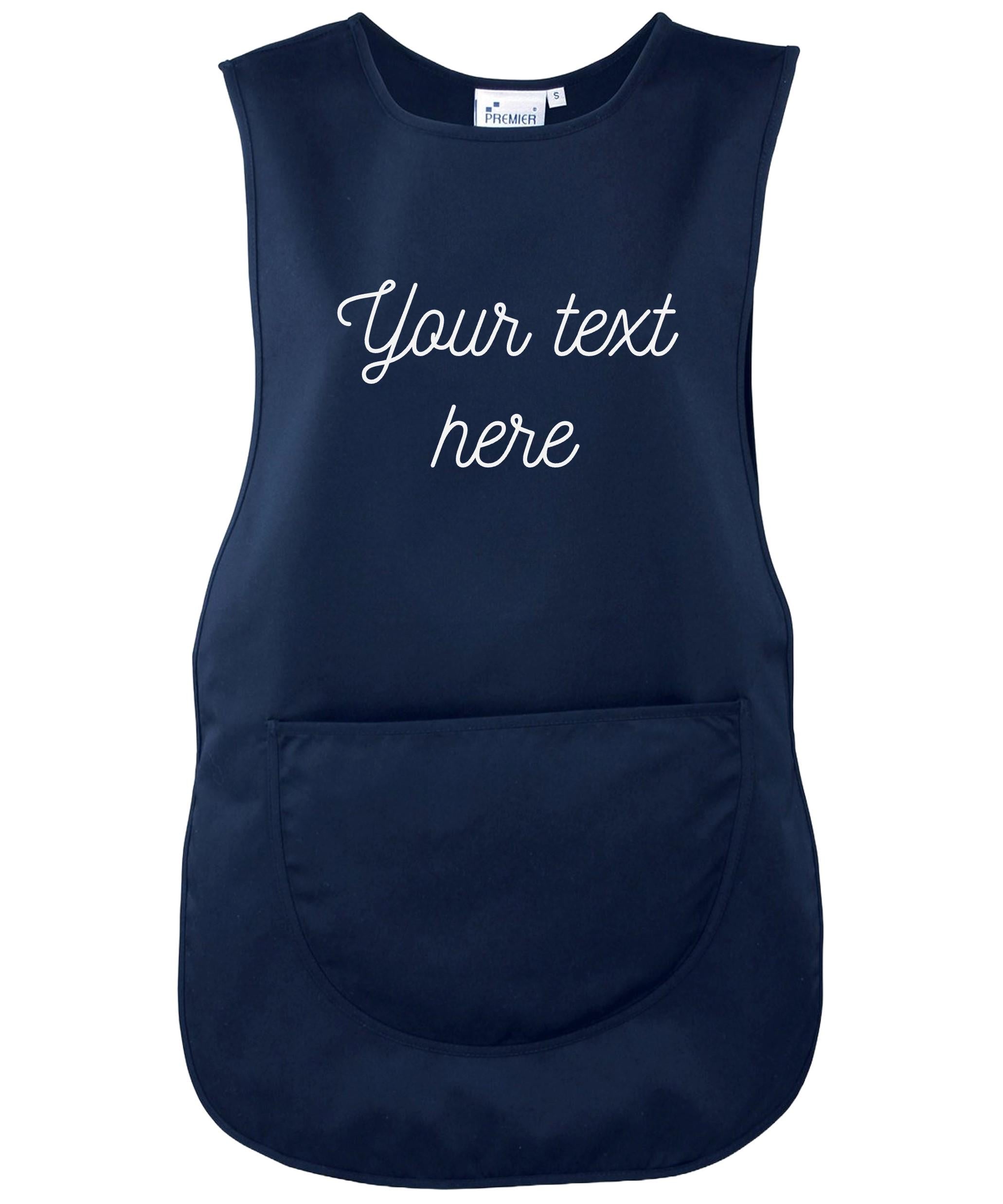 Ladies Personalised Text Tabard Apron Custom Cleaner Hairdresser Beautician Uniform