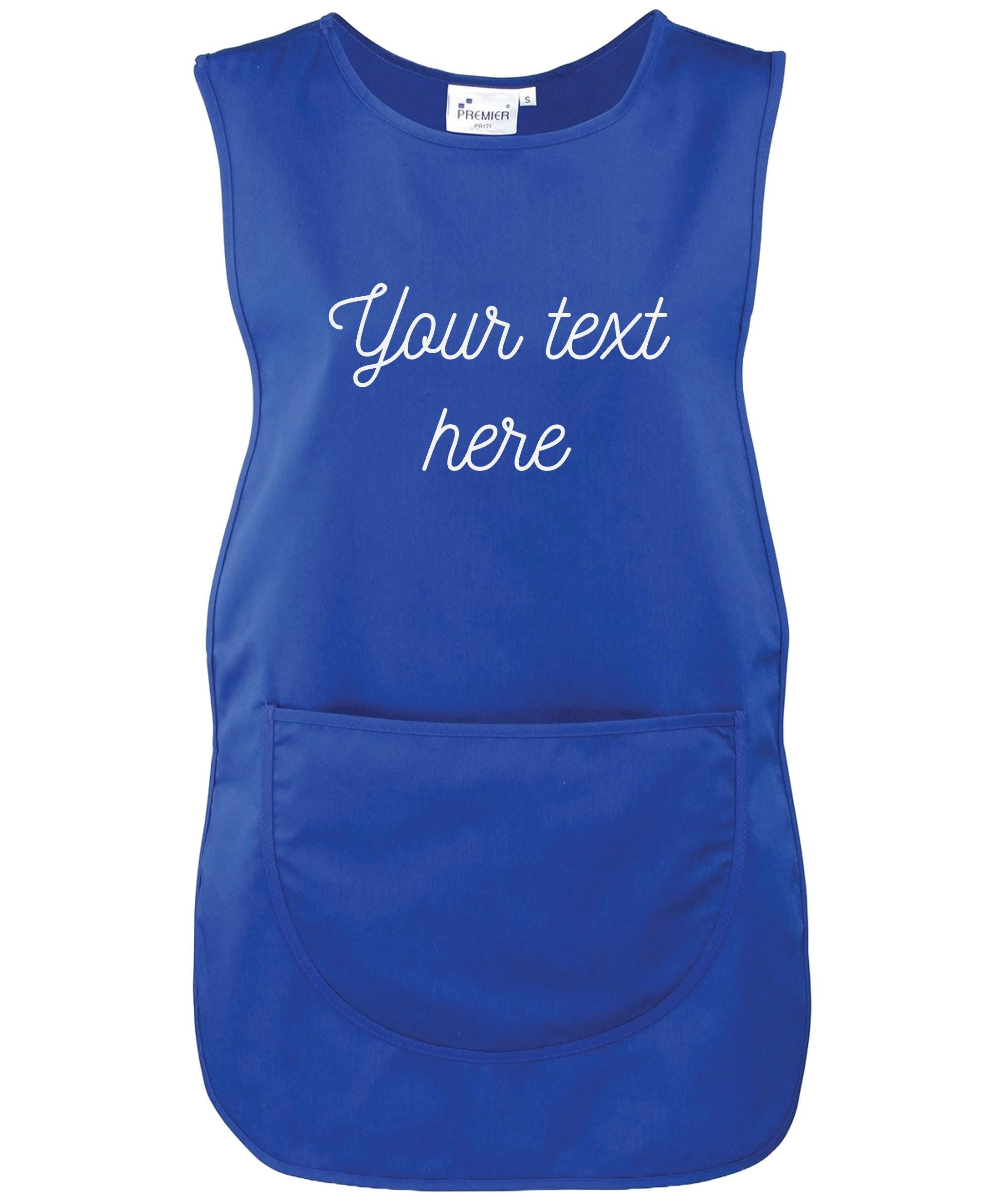 Ladies Personalised Text Tabard Apron Custom Cleaner Hairdresser Beautician Uniform