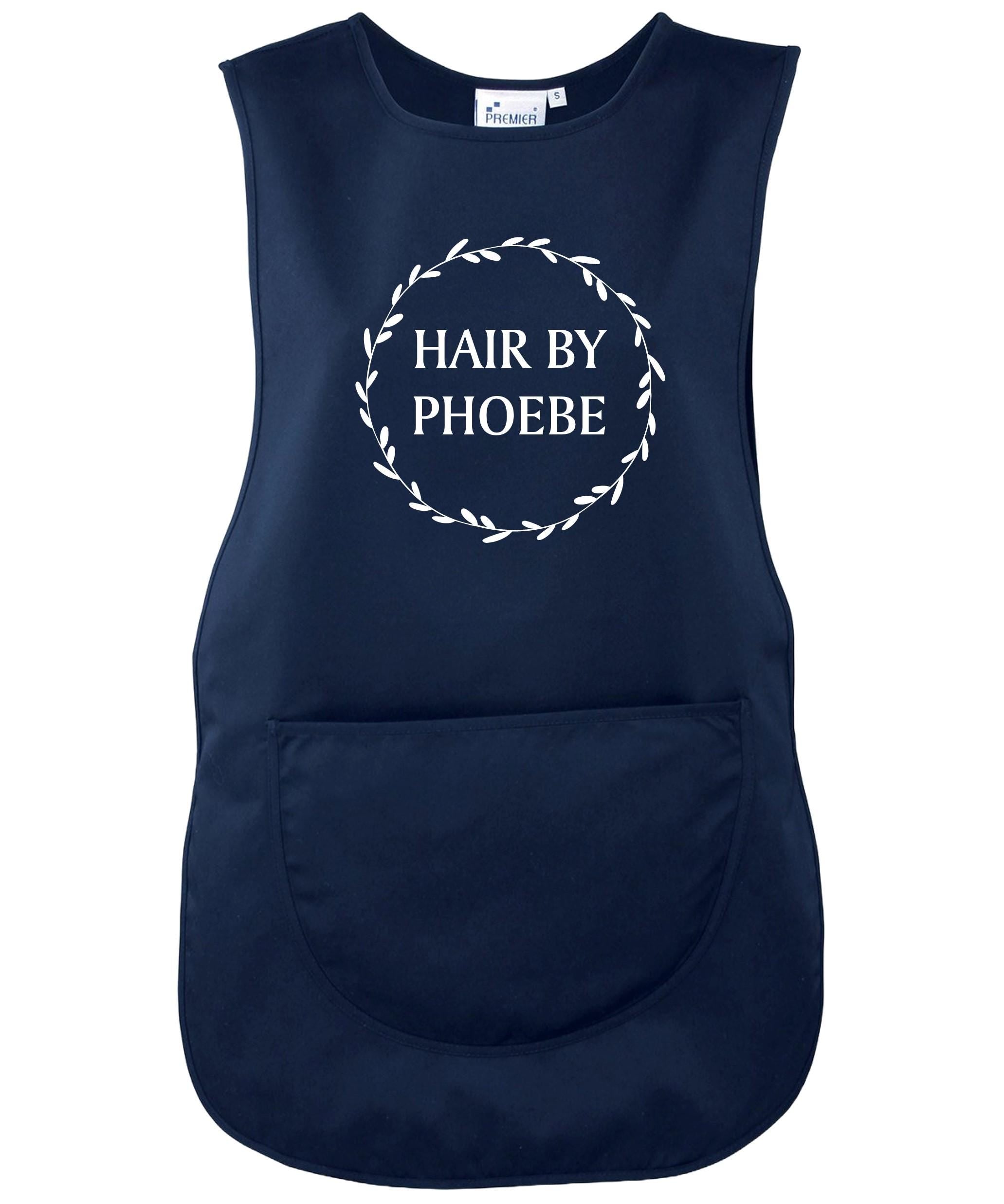 Ladies Personalised Text Tabard Apron Floral Wreath Custom Cleaner Hairdresser Beautician Uniform