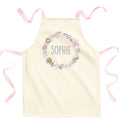 Girls Personalised Name Pink Wreath Craft Apron Fairtrade Cotton Kitchen Baking Gift